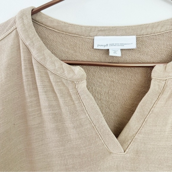J.Jill Pure Jill Organic Cotton Tan V Neck Tunic Sweater Womens Medium Tall - Picture 3 of 7
